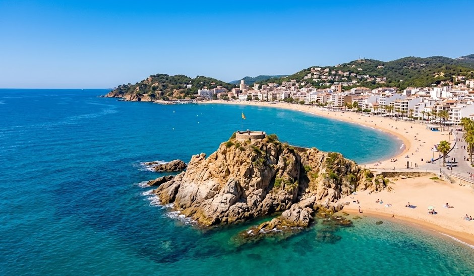 Vista de Sa Palomera y las playas de Blanes en la Costa Brava
